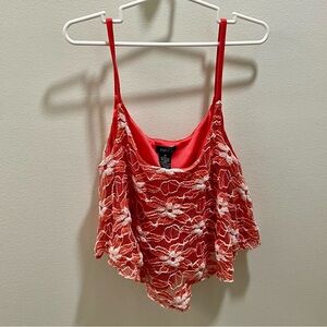 Orange and white lace crop top